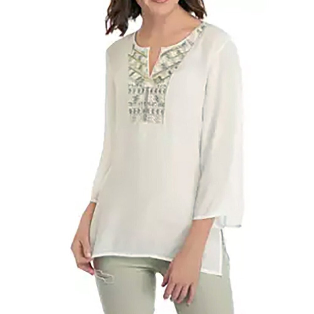 Spense Women’s Size Small Embroidered Peasant Top Boho 3/4 Sleeve Blouse